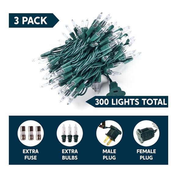 Joiedomi 300-Count Warm White Christmas String Lights, 67.5FT Green Wire, Indoor - Picture 2 of 6